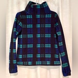 Plaid Turtleneck Sweater - Blue & Green